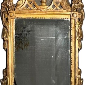 Miroir à fronton en bois et stuc doré - Epoque Louis XVI - XVIIIe siècle