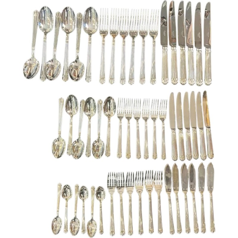Bernard Yot for Christofle, Aria 54-piece silver-plated flatware set, 1985