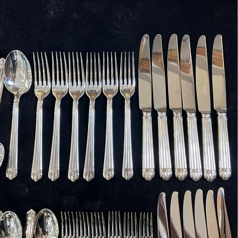 Bernard Yot for Christofle, Aria 54-piece silver-plated flatware set, 1985