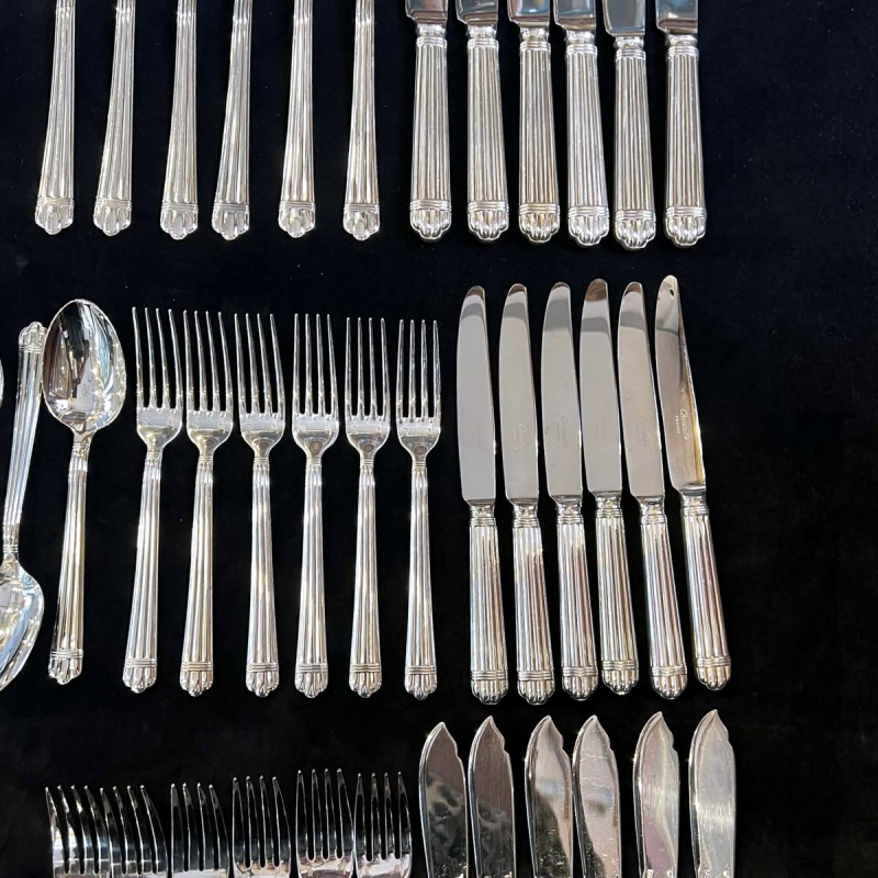 Bernard Yot for Christofle, Aria 54-piece silver-plated flatware set, 1985
