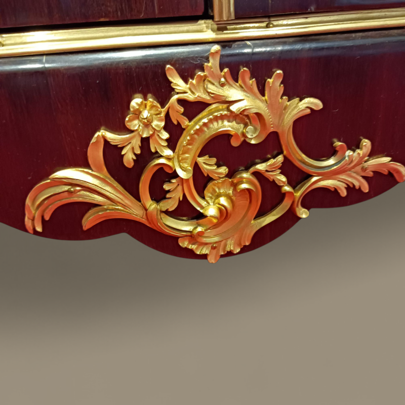 Napoleon III high cabinet stamped LEXCELLENT Paris, 2 doors, marquetry, bronze, 19th c