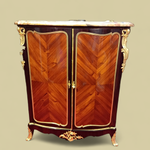 Napoleon III high cabinet stamped LEXCELLENT Paris, 2 doors, marquetry, bronze, 19th c