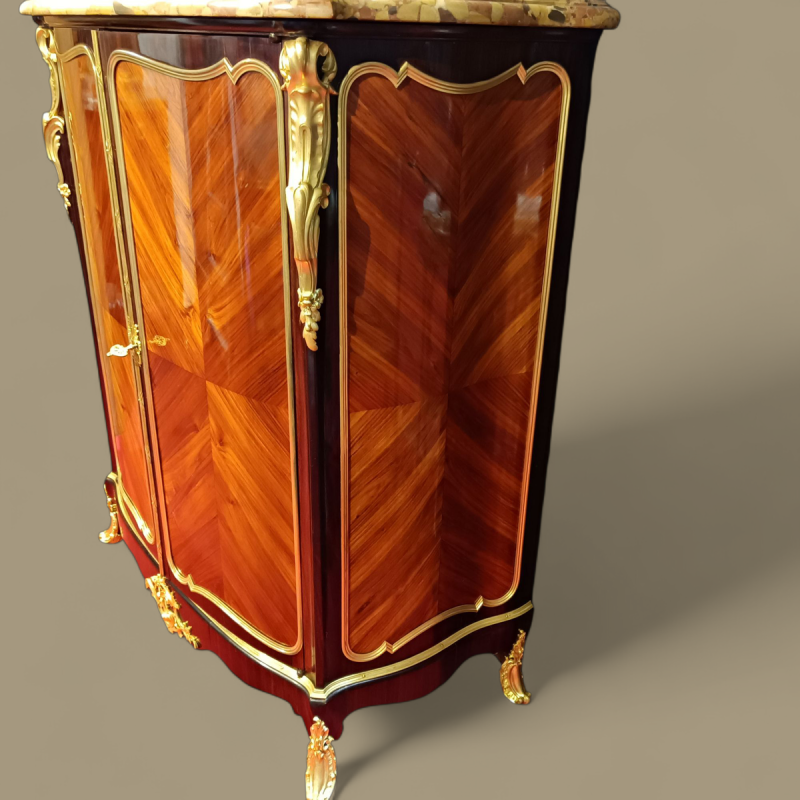 Napoleon III high cabinet stamped LEXCELLENT Paris, 2 doors, marquetry, bronze, 19th c