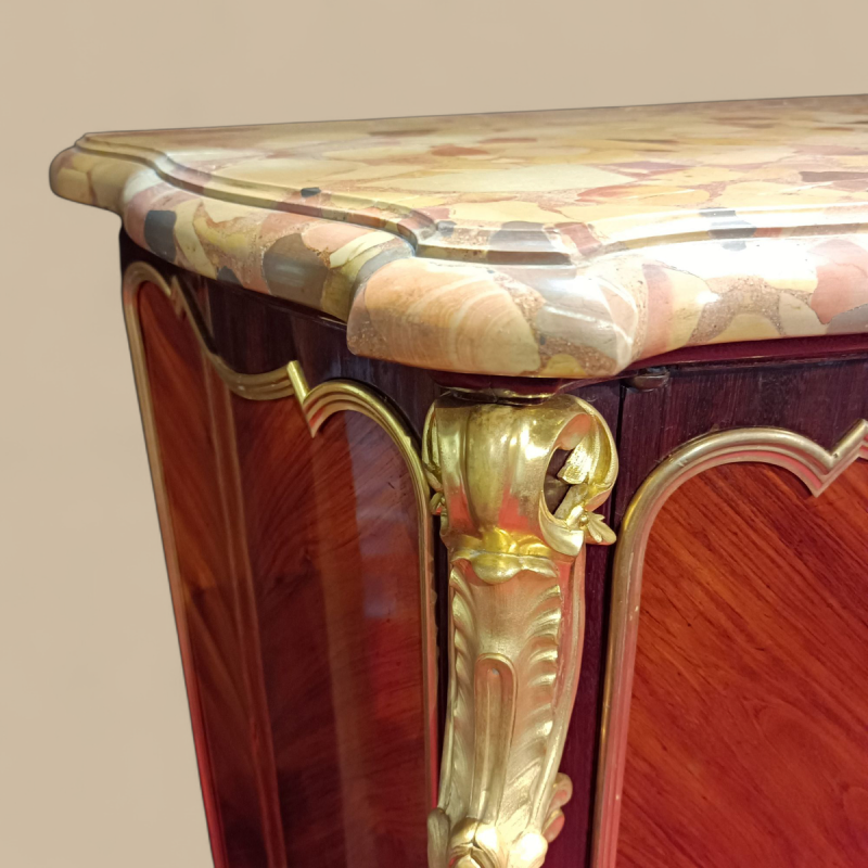 Meuble à hauteur d'appui Napoléon III estampillé " LEXCELLENT Paris ", 2 portes, marqueteries, bronze, XIXe s