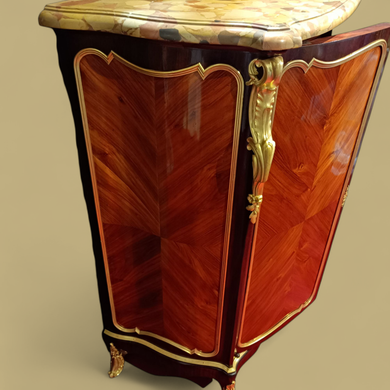 Napoleon III high cabinet stamped LEXCELLENT Paris, 2 doors, marquetry, bronze, 19th c