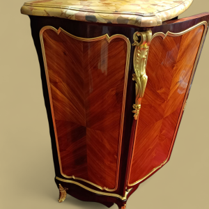 Napoleon III high cabinet stamped LEXCELLENT Paris, 2 doors, marquetry, bronze, 19th c