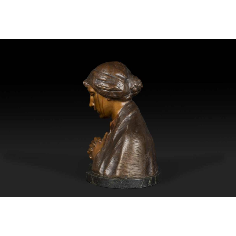 ADOLF JOSEF POHL "MATER DOLOROSA" sculptuur bronzen buste