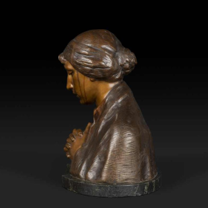 ADOLF JOSEF POHL « MATER DOLOROSA » sculpture buste en bronze