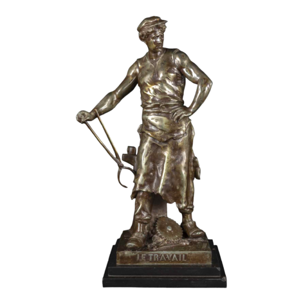 EMILE LOUIS PICAULT "LE TRAVAIL" bronze statue, late 19th century