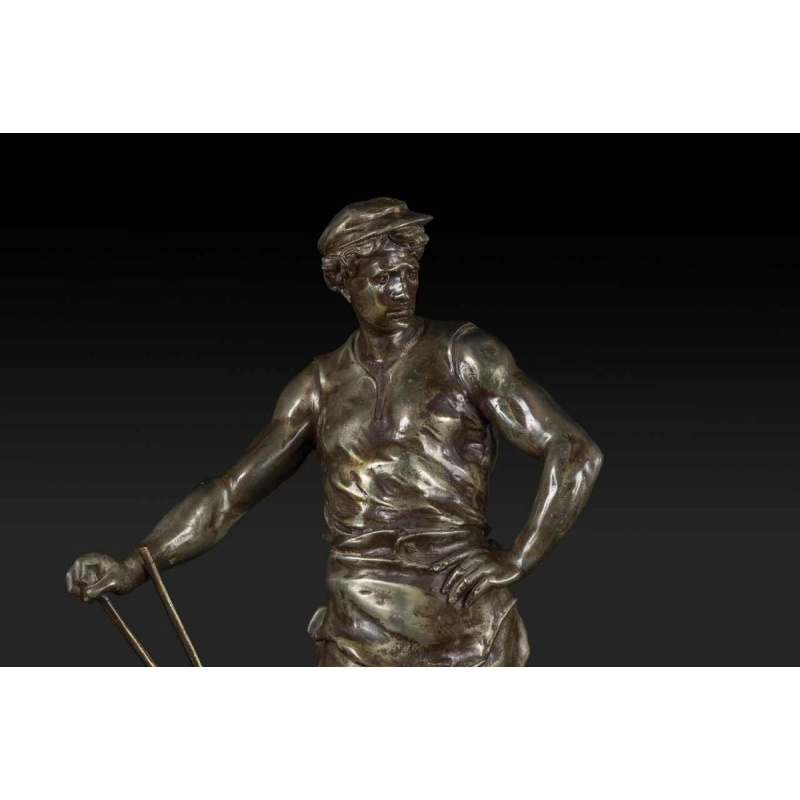 EMILE LOUIS PICAULT « LE TRAVAIL » statue en bronze, fin 19ème siècle