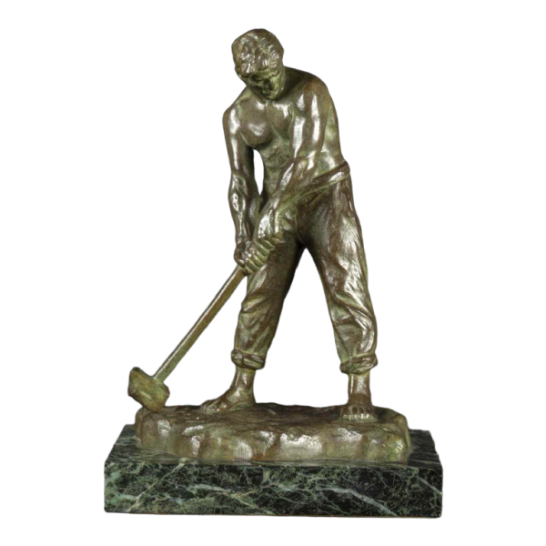 "Small Art Deco bronze statue 'The Hammerer' by Victor Demanet (1895-1964):
