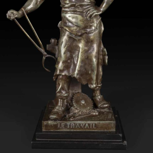 EMILE LOUIS PICAULT "LE TRAVAIL" bronze statue, late 19th century