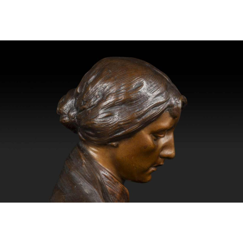 ADOLF JOSEF POHL "MATER DOLOROSA" sculptuur bronzen buste