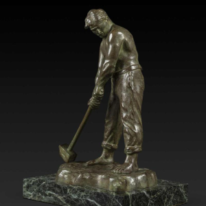 "Small Art Deco bronze statue 'The Hammerer' by Victor Demanet (1895-1964):