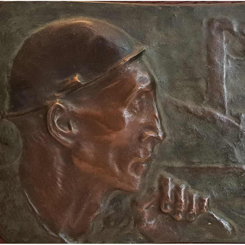 Bronze bas-relief "THE MINER" (1904) by CONSTANTIN MEUNIER (1831-1905)