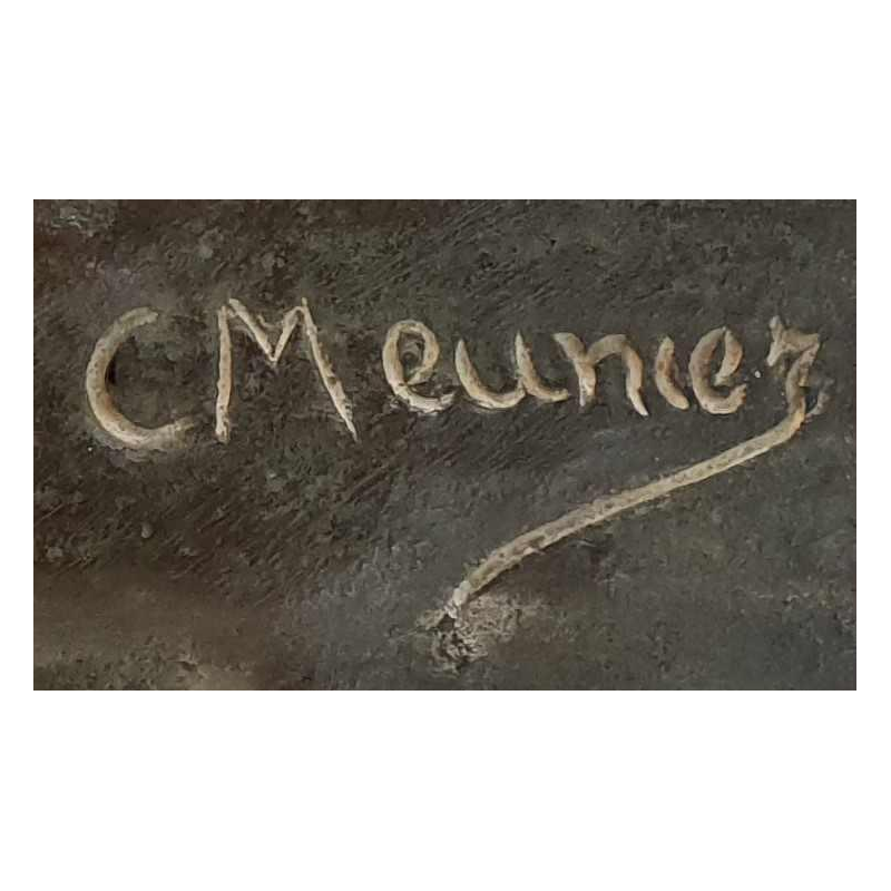 Bronzen bas-reliëf "DE MIJNWERKER" (1904) van CONSTANTIN MEUNIER (1831-1905):