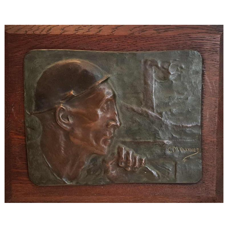 Bronze bas-relief "THE MINER" (1904) by CONSTANTIN MEUNIER (1831-1905)