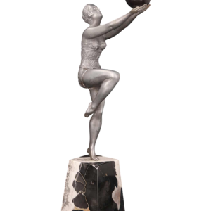 Enrique MOLINS-BALLESTE, baldanser, Art Deco sculptuur van verzilverd metaal, begin 20ste eeuw
