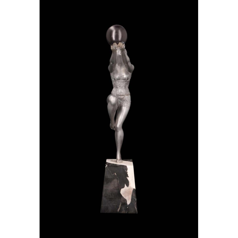 Enrique MOLINS-BALLESTE, ball dancer, Art Deco sculpture in silver-plated metal, early 20th c
