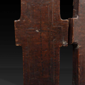 Croix diptyque en bois, icône éthiopienne, héritage spirituel, art sacré de l'Église copte, 19ème siècle