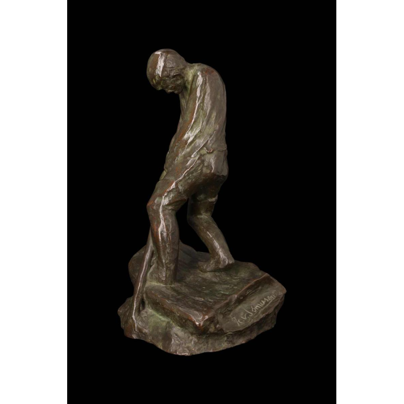 Frans van der Smissen "De staande man" sculptuur in gepatineerd brons, eerste helft 20e eeuw