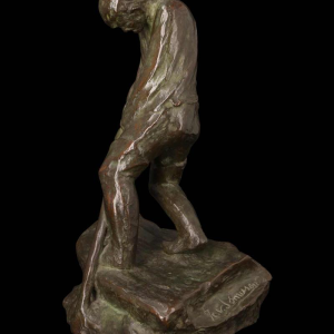Frans van der Smissen "The Standing Man "sculpture in patinated bronze, first half 20th century