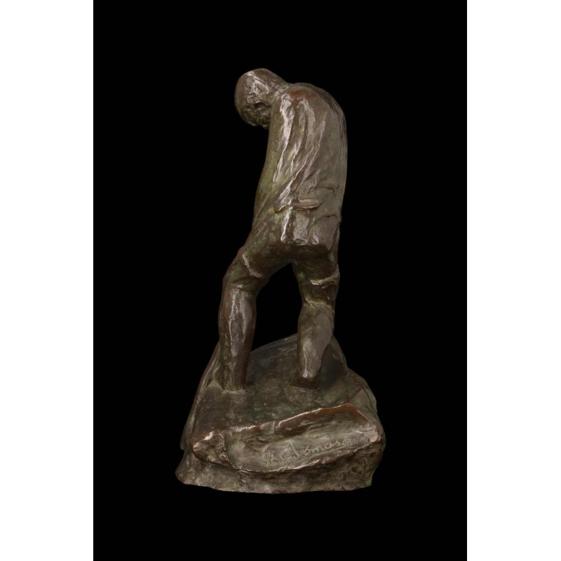 Frans van der Smissen "The Standing Man "sculpture in patinated bronze, first half 20th century