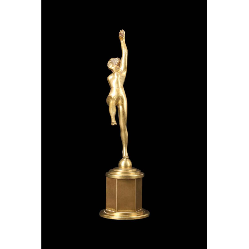Gilded bronze Art Deco sculpture of a nude dancer, early 20th c