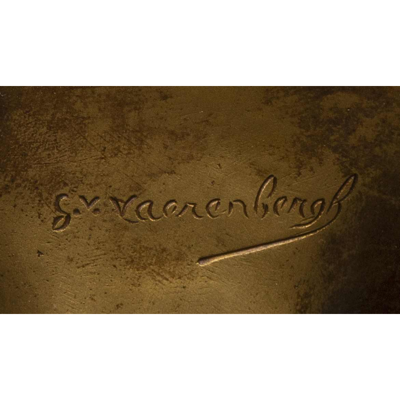 Albasten en vergulde bronzen buste van "JOAN OF ARC" door G. VAN VAERENBERGH: