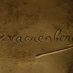 Albasten en vergulde bronzen buste van "JOAN OF ARC" door G. VAN VAERENBERGH: