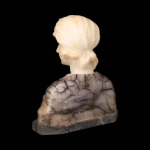 Gustave Van Vaerenbergh 'Bust of a young girl’ sculpture in alabaster and marble, late 19th c