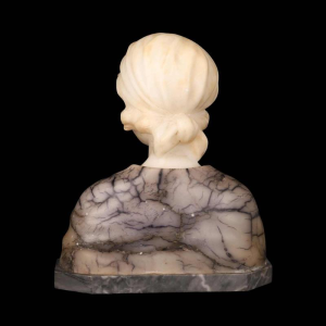 Gustave Van Vaerenbergh "Buste de jeune fille" sculpture en albâtre et marbre, fin XIXe s