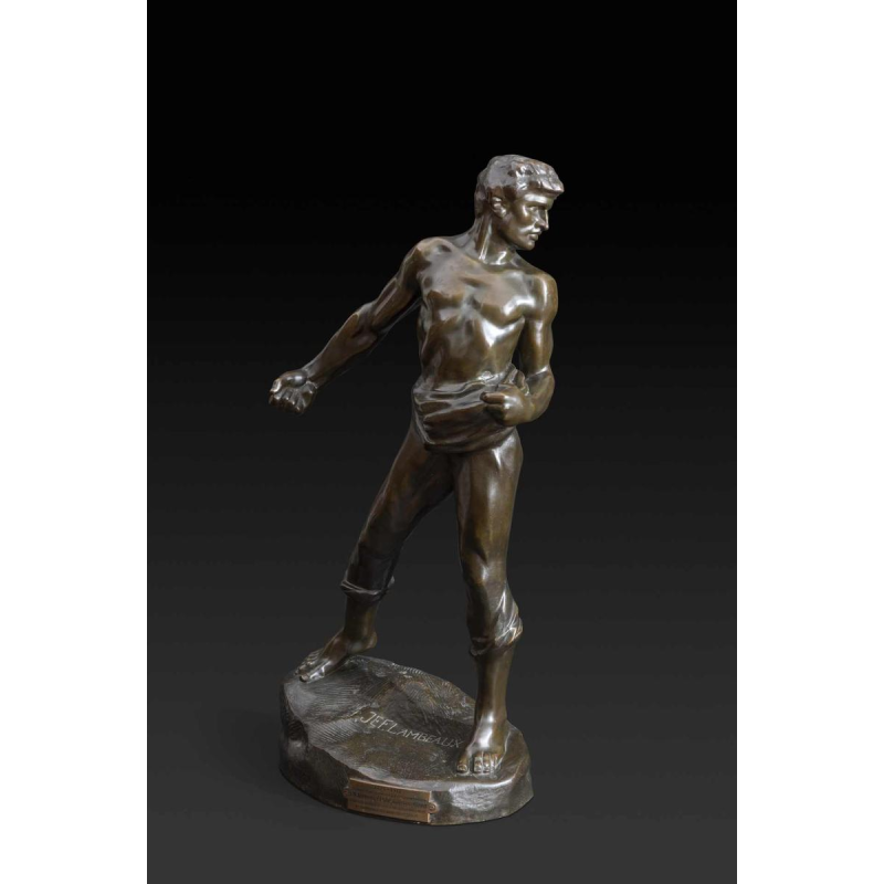 Jef Lambeaux De zaaier bronzen sculptuur van een man, eind 19e eeuw