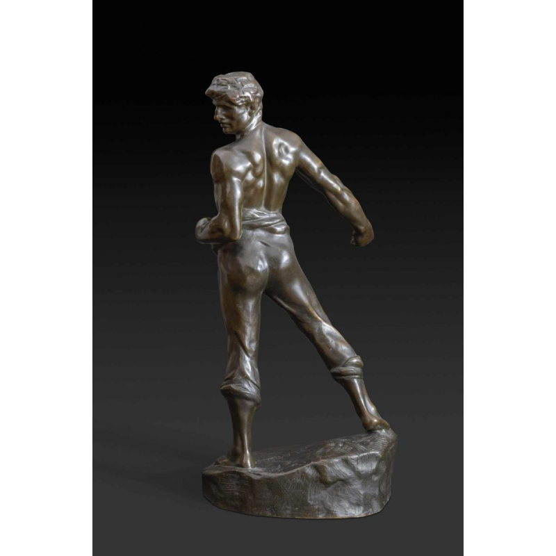 Jef Lambeaux "The Sower" bronze sculpture of a man, late 19th century