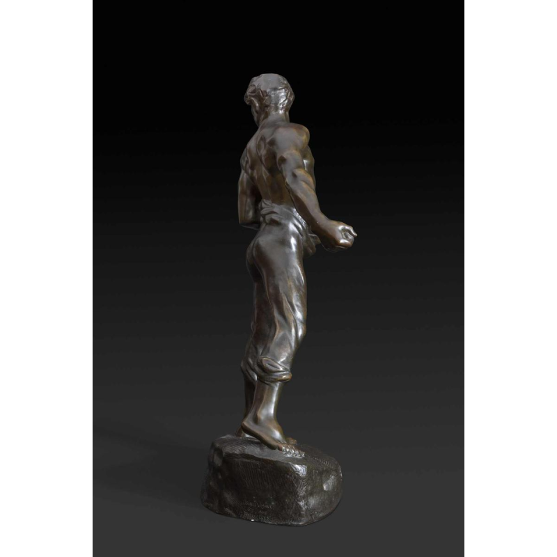 Jef Lambeaux De zaaier bronzen sculptuur van een man, eind 19e eeuw