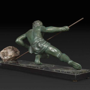 "L'effort" ou "L'athlète" sculpture en métal Art Déco, ca 1930, attribué à GUSTAVE LOUIS BUCHET