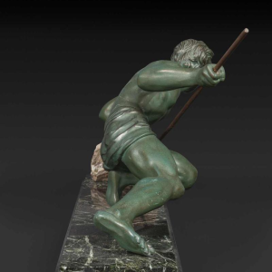 "Inspanning" of "Atleet" Art Deco metaal sculptuur, ca 1930, Toegeschreven aan GUSTAVE LOUIS BUCHET