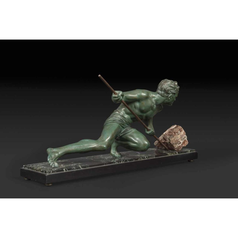 "L'effort" ou "L'athlète" sculpture en métal Art Déco, ca 1930, attribué à GUSTAVE LOUIS BUCHET