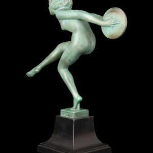 GARCIA for MAX LE VERRIER ‘LANCEUSE DE DISQUES’ ART DECO sculpture in patinated metal