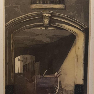 Gielis Pierre “ Rue Héris ” kleurengravure, genummerd en gesigneerd