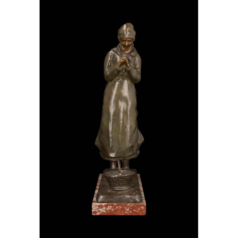 Louis Huygens, bronze sculpture ‘LA PRIEUSE’, 19th c