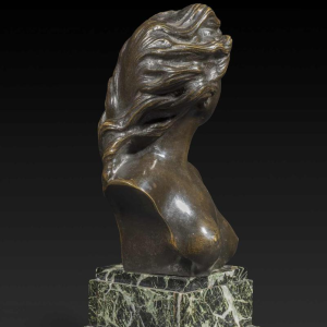 « Buste de jeune femme » en bronze de JEF LAMBEAUX (1852-1908)