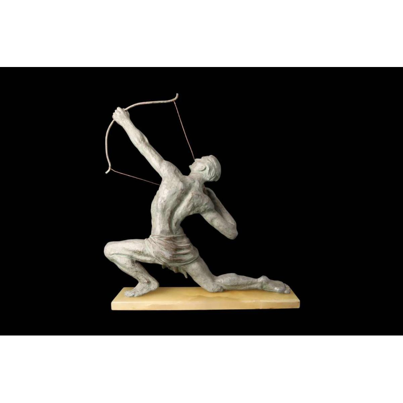 Jean de Roncourt "L'archer" sculpture Art Déco en régule, ca 1920