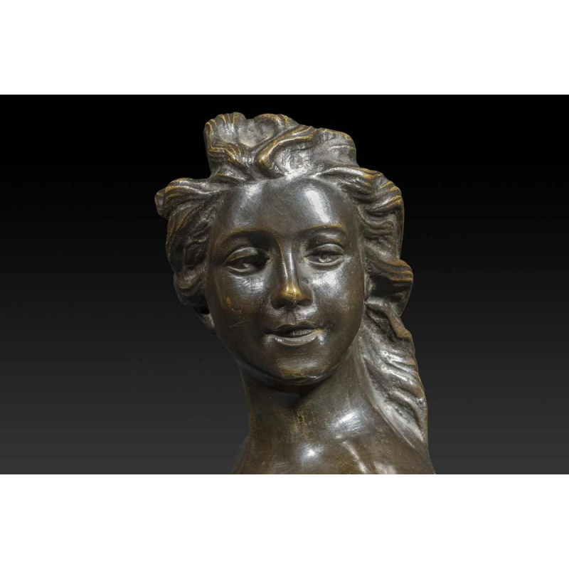 "Bust of a Young Woman" in bronze by JEF LAMBEAUX (1852-1908)