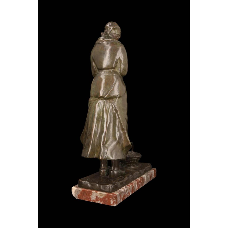 Louis Huygens, bronze sculpture ‘LA PRIEUSE’, 19th c