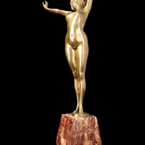 Vergulde bronzen sculptuur "LE REVEIL" (De Ontwaking) van PAUL PHILIPPE (1870-1930)