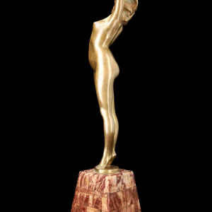 Vergulde bronzen sculptuur "LE REVEIL" (De Ontwaking) van PAUL PHILIPPE (1870-1930)