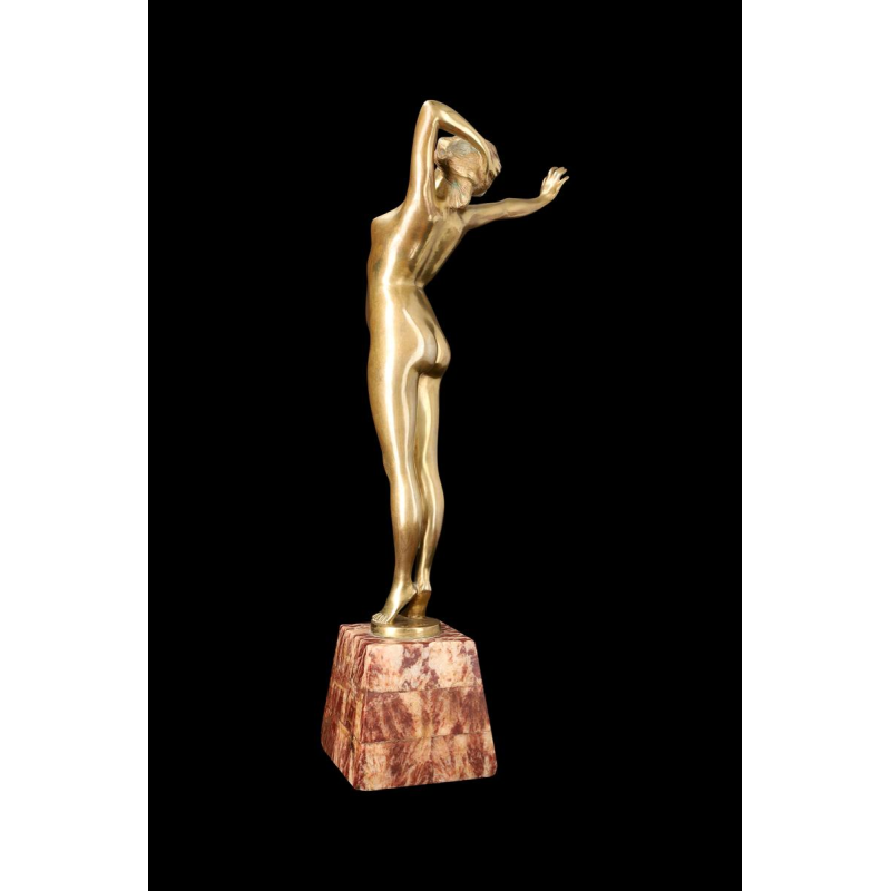 Vergulde bronzen sculptuur "LE REVEIL" (De Ontwaking) van PAUL PHILIPPE (1870-1930)