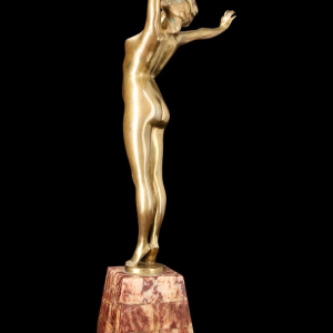 Vergulde bronzen sculptuur "LE REVEIL" (De Ontwaking) van PAUL PHILIPPE (1870-1930)