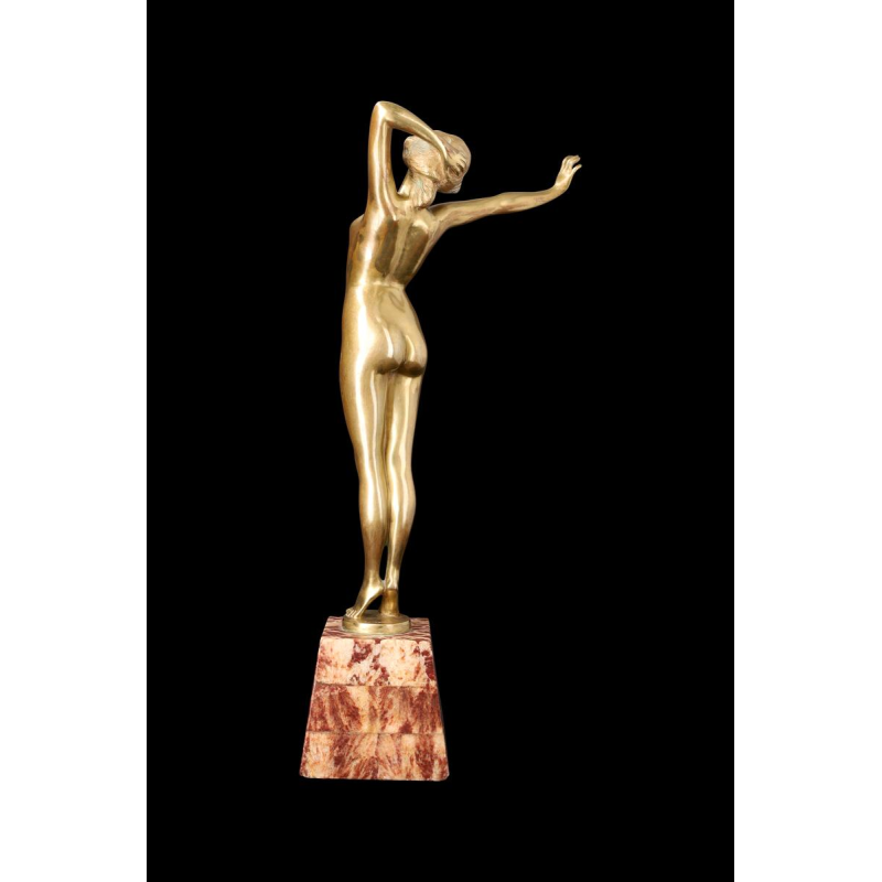 PAUL PHILIPPE « Le Réveil » sculpture en bronze doré, socle marbre